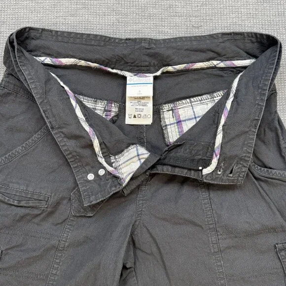 Columbia Womens Gray Cargo Capri Pants Size 4 Pockets Belted Double Button Waist - Picture 8 of 15